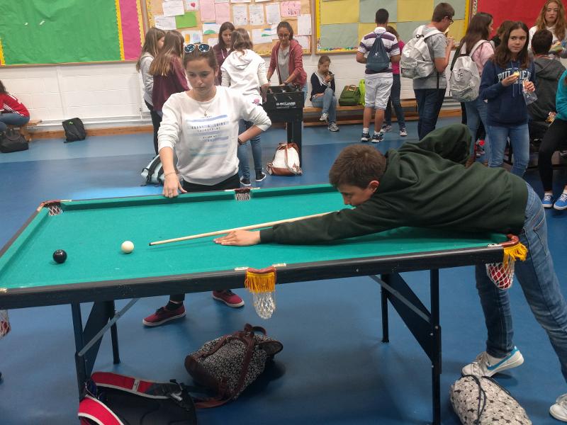 Deux jeunes jouant au billard pendant leur séjour linguistique en Irlande en famille d'accueil 