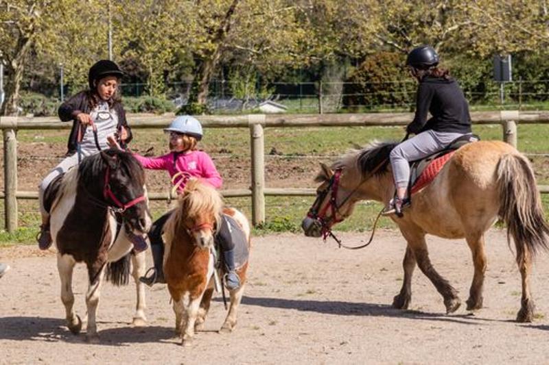 des enfants sur des poneys pendant une colonie de vacances Pyrénées-Orientales