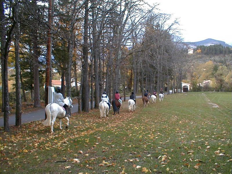 File indienne à cheval lors d'une colonie de vacances équitation
