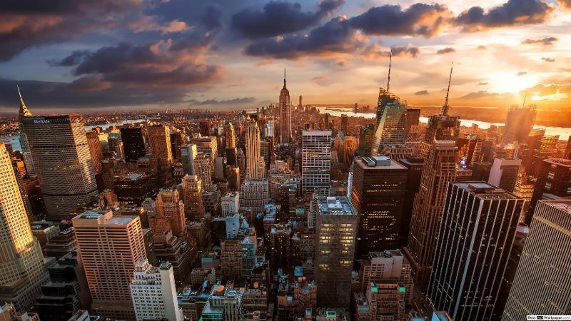 Coucher de soleil sur New York pendant un séjour linguistique USA pas cher 