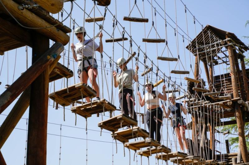 jeunes qui font de l'accrobranche en stage de langue espagnol