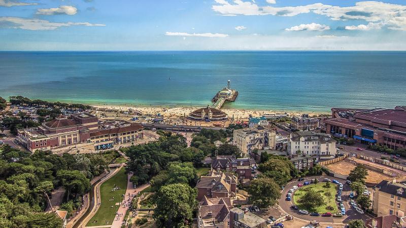 vue du ciel de la plage de Bournemouth