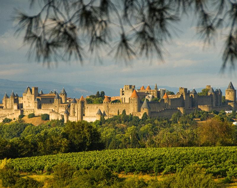 Vue d'un paysage avec les remparts d'une ville