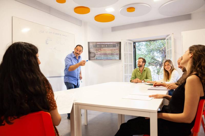 un professeur transmet son savoir lors d'un stage linguistique Espagne